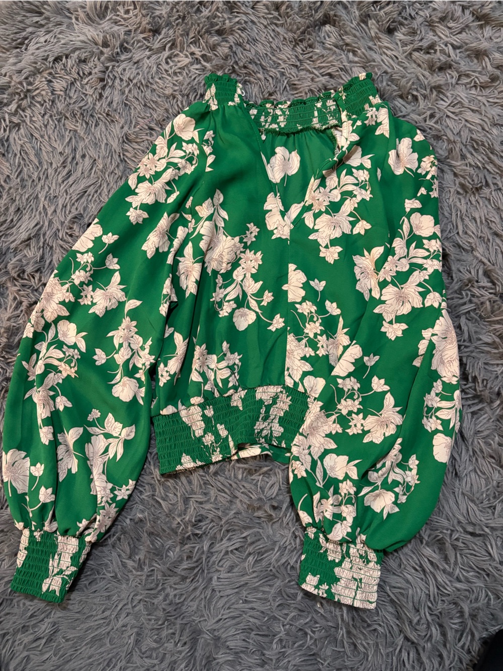 Stand Studio Green Floral Off-Shoulder Blouse